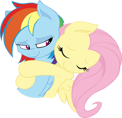 Size: 3098x3000 | Tagged: dead source, safe, artist:joey darkmeat, artist:makintosh91, character:fluttershy, character:rainbow dash, ship:flutterdash, female, high res, hug, lesbian, shipping, simple background, transparent background, vector