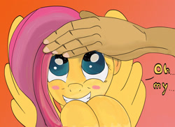 Size: 2556x1864 | Tagged: safe, artist:chapaevv, character:fluttershy, hand, petting, shipping