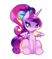 Size: 561x628 | Tagged: safe, artist:loyaldis, character:princess cadance, chibi, cute, female, heart eyes, simple background, sitting, solo, transparent background, wingding eyes