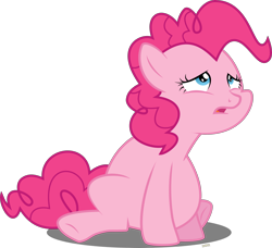 Size: 3500x3195 | Tagged: safe, artist:xebck, character:pinkie pie, species:earth pony, species:pony, episode:the cutie map, g4, my little pony: friendship is magic, chubby, chubby cheeks, fat, female, mare, nauseous, pudgy pie, sad, simple background, sitting, solo, transparent background, vector, winnie the pink