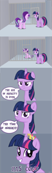 Size: 1493x4907 | Tagged: safe, artist:xebck, character:starlight glimmer, character:twilight sparkle, character:twilight sparkle (alicorn), species:alicorn, species:pony, episode:the cutie map, g4, my little pony: friendship is magic, comic, faec, female, jail, mare, new crown, prison, starlight gets what's coming to her, twiface, tyrant sparkle, unfortunate implications