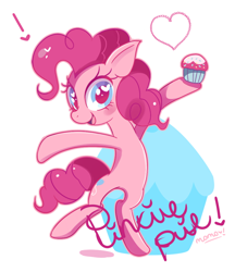 Size: 700x810 | Tagged: safe, artist:ipun, character:pinkie pie, cupcake, heart eyes, simple background, white background