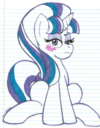 Size: 1280x1639 | Tagged: safe, artist:pearlyiridescence, character:starlight glimmer, female, lined paper, solo, traditional art