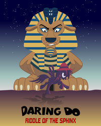 Size: 1952x2437 | Tagged: safe, artist:cheezedoodle96, character:daring do, species:sphinx, episode:castle sweet castle, g4, my little pony: friendship is magic, .svg available, book cover, daring do and the riddle of the sphinx, magic, poster, svg, vector