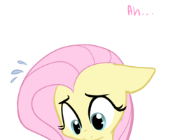 Size: 372x299 | Tagged: safe, artist:php27, character:fluttershy, cute, female, looking down, shyabetes, simple background, solo, speech, sweat, sweatdrop, transparent background