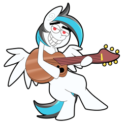 Size: 1280x1274 | Tagged: safe, artist:sugaryviolet, oc, oc only, oc:turquoise splash, species:pegasus, species:pony, grin, guitar, style emulation, teeth, the fairly oddparents