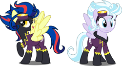 Size: 5543x3000 | Tagged: dead source, safe, artist:xebck, character:indigo zap, character:sugarcoat, equestria girls:friendship games, g4, my little pony: equestria girls, my little pony:equestria girls, absurd resolution, clothing, crystal prep academy, crystal prep shadowbolts, cute, equestria girls ponified, goggles, ponified, shadowbolts, shadowbolts costume, simple background, sugarcute, transparent background, vector, zapabetes