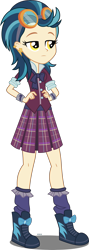 Size: 2000x5636 | Tagged: safe, artist:xebck, character:indigo zap, equestria girls:friendship games, g4, my little pony: equestria girls, my little pony:equestria girls, clothing, crystal prep academy, crystal prep academy uniform, ear piercing, earring, female, goggles, jewelry, piercing, pleated skirt, school uniform, shoes, simple background, skirt, sneakers, socks, solo, transparent background, vector