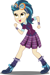 Size: 3000x4530 | Tagged: safe, artist:xebck, character:indigo zap, equestria girls:friendship games, g4, my little pony: equestria girls, my little pony:equestria girls, absurd resolution, clothing, crystal prep academy, crystal prep academy uniform, crystal prep shadowbolts, cute, ear piercing, excited, female, goggles, piercing, pleated skirt, school uniform, simple background, skirt, solo, transparent background, vector, zapabetes