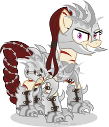 Size: 2889x3377 | Tagged: safe, artist:vector-brony, oc, oc only, oc:rampage, species:earth pony, species:pony, fallout equestria, fallout equestria: project horizons, armor, barbed wire, metal, party time mintals, simple background, spikes, transparent background, vector