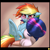 Size: 2400x2400 | Tagged: safe, artist:captainpudgemuffin, character:rainbow dash, character:twilight sparkle, species:human, species:pony, blushing, chest fluff, cute, dashabetes, female, floppy ears, fluffy, holding a pony, humanized, pouting, scowl, scrunchy face, tsunderainbow, tsundere, unamused, underhoof, weapons-grade cute
