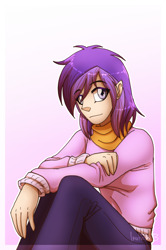 Size: 900x1353 | Tagged: safe, artist:inuhoshi-to-darkpen, character:amethyst star, character:sparkler, species:human, clothing, female, humanized, neckerchief, pants, solo, sweater