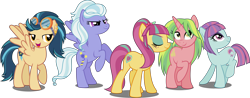Size: 10205x3991 | Tagged: safe, artist:xebck, character:indigo zap, character:lemon zest, character:sour sweet, character:sugarcoat, character:sunny flare, equestria girls:friendship games, g4, my little pony: equestria girls, my little pony:equestria girls, absurd resolution, crystal prep academy, crystal prep shadowbolts, equestria girls ponified, group, ponified, shadow five, simple background, transparent background, vector
