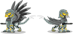 Size: 6706x3111 | Tagged: safe, artist:vector-brony, oc, oc only, species:griffon, fallout equestria, absurd resolution, armor, claws, metal, power armor, simple background, steel, tail, transparent background, vector, wings