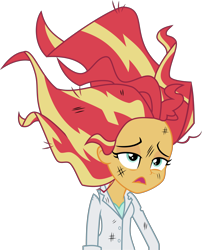 Size: 3500x4335 | Tagged: safe, artist:xebck, character:sunset shimmer, episode:the science of magic, equestria girls:friendship games, g4, my little pony: equestria girls, my little pony:equestria girls, absurd resolution, female, hair, simple background, solo, sunset the science gal, that was fast, transparent background, vector