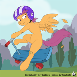Size: 4500x4500 | Tagged: safe, artist:joey darkmeat, artist:wodahseht, character:scootaloo, species:pegasus, species:pony, absurd resolution, bandaid, female, scooter, solo