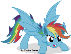 Size: 5680x4301 | Tagged: safe, artist:vector-brony, character:rainbow dash, species:bat pony, species:pony, absurd resolution, bat ponified, face down ass up, fangs, female, open mouth, race swap, rainbowbat, simple background, smirk, solo, spread wings, transparent background, vector, wings