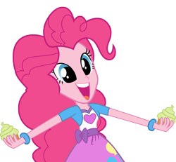 Size: 9000x8316 | Tagged: safe, artist:luckreza8, artist:starshinecelestalis, edit, character:pinkie pie, equestria girls:friendship games, g4, my little pony: equestria girls, my little pony:equestria girls, .svg available, absurd resolution, clothing, cupcake, female, inkscape, open mouth, simple background, skirt, solo, transparent background, vector, vector edit