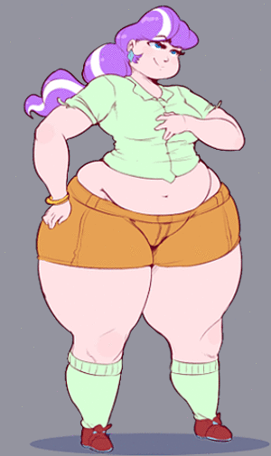 Size: 300x505 | Tagged: safe, artist:secretgoombaman12345, artist:sirmasterdufel, character:diamond tiara, species:human, animated, belly button, chubby, fat, female, humanized, obese, older, skeleton, solo, x-ray, x-ray picture