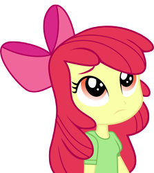 Size: 8307x9328 | Tagged: safe, artist:luckreza8, character:apple bloom, equestria girls:friendship games, g4, my little pony: equestria girls, my little pony:equestria girls, .svg available, absurd resolution, apple bloom's bow, bow, canterlot high, chs rally song, clothing, female, frown, hair bow, inkscape, looking up, school spirit, simple background, solo, transparent background, vector, wondercolts