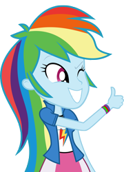 Size: 5001x6962 | Tagged: safe, artist:luckreza8, character:rainbow dash, equestria girls:friendship games, g4, my little pony: equestria girls, my little pony:equestria girls, .svg available, absurd resolution, canterlot high, clothing, cute, dashabetes, female, inkscape, long hair, simple background, skirt, solo, thumbs up, transparent background, vector, wink, wondercolts, wristband
