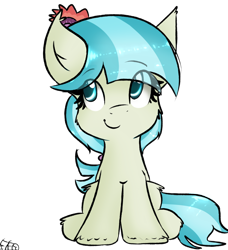 Size: 1280x1404 | Tagged: safe, artist:freefraq, character:coco pommel, species:earth pony, species:pony, cute, female, fluffy, looking up, mare, signature, simple background, sitting, smiling, solo, transparent background