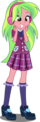 Size: 1737x5316 | Tagged: safe, artist:xebck, character:lemon zest, equestria girls:friendship games, g4, my little pony: equestria girls, my little pony:equestria girls, absurd resolution, clothing, crystal prep academy, crystal prep academy uniform, crystal prep shadowbolts, cute, female, headphones, school uniform, shoes, simple background, skirt, smiling, socks, solo, transparent background, vector, zestabetes