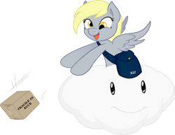 Size: 7677x5913 | Tagged: safe, artist:joey darkmeat, artist:tim015, character:derpy hooves, species:pegasus, species:pony, absurd resolution, female, fragile, lakitu, lakitu cloud, mare, package, riding, simple background, solo, super mario bros., transparent background, vector