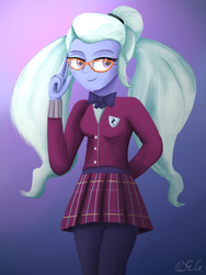 Size: 2700x3600 | Tagged: safe, artist:egstudios93, character:sugarcoat, equestria girls:friendship games, g4, my little pony: equestria girls, my little pony:equestria girls, bow tie, clothing, crystal prep academy, crystal prep academy uniform, crystal prep shadowbolts, female, glasses, looking at you, school uniform, signature, solo