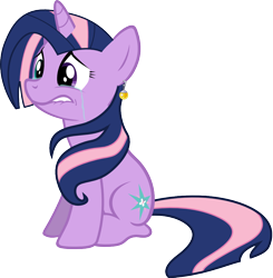 Size: 980x999 | Tagged: dead source, safe, artist:cupcakescankill, character:fluttershy, character:twilight sparkle, crying, female, frown, fusion, heterochromia, lip bite, potara, sad, simple background, sitting, solo, transparent background