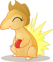 Size: 865x1011 | Tagged: safe, artist:ellisarts, character:applejack, apple, crossover, cyndaquil, female, food, fusion, pokefied, pokémon, simple background, solo, transparent background, vector