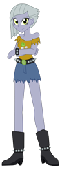 Size: 1024x2830 | Tagged: safe, artist:ferrokiva, character:limestone pie, my little pony:equestria girls, badass, belt, belt buckle, boots, bracelet, clothing, daisy dukes, denim skirt, equestria girls-ified, female, looking at you, skirt, solo, spiked wristband, spikes, torn clothes