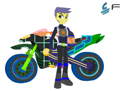 Size: 874x652 | Tagged: safe, artist:karalovely, character:comet tail, equestria girls:friendship games, g4, my little pony: equestria girls, my little pony:equestria girls, background human, motorcross, motorcross outfit, motorcycle, wondercolts