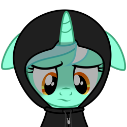 Size: 2000x2000 | Tagged: safe, artist:ruinedomega, character:lyra heartstrings, fanfic:background pony, ponyscape, background pony, clothing, dig the swell hoodie, female, floppy ears, hoodie, inkscape, sad, simple background, solo, transparent background, vector
