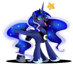 Size: 1800x1596 | Tagged: safe, artist:blackfreya, character:princess luna, cute, female, happy, lunabetes, open mouth, simple background, smiling, solo, stars, transparent background