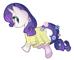 Size: 1058x867 | Tagged: safe, artist:ric-m, character:rarity, clothing, dress, female, flower, flower in tail, old version, solo