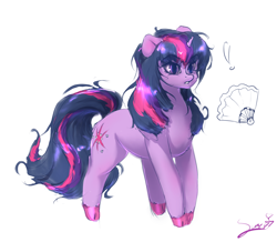 Size: 1024x891 | Tagged: safe, artist:sverre93, character:twilight sparkle, cloven hooves, confused, cute, exclamation point, fan, female, fluffy, hooves, lip bite, messy mane, solo, twiabetes
