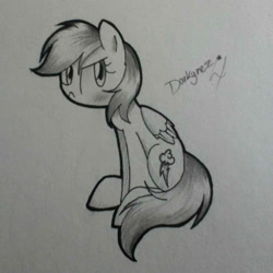 Size: 2000x2000 | Tagged: safe, artist:darkynez, character:rainbow dash, annoyed, female, solo, traditional art
