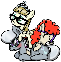 Size: 985x1000 | Tagged: safe, artist:flyingbrickanimation, character:silver spoon, character:twist, character:zipporwhill, species:earth pony, species:pegasus, species:pony, blushing, cute, cutie mark, eyes closed, filly, glasses, group, inquisitive harmony of glasses fillies, missing accessory, pile, silverbetes, simple background, tiara, transparent background, trio, tsundere, twistabetes, zipporbetes