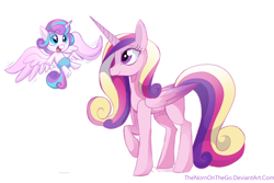 Size: 1024x683 | Tagged: safe, artist:thenornonthego, character:princess cadance, character:princess flurry heart, spoiler:s06, mama cadence, mother and daughter