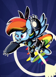 Size: 1600x2200 | Tagged: safe, artist:therandomjoyrider, character:rainbow dash, clothing, costume, crossover, female, ms. fortune, skullgirls, solo