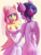 Size: 1080x1440 | Tagged: safe, artist:grissaecrim, character:fluttershy, character:twilight sparkle, character:twilight sparkle (alicorn), species:alicorn, species:anthro, ship:twishy, breasts, bride, busty fluttershy, clothing, dress, female, holding hands, lesbian, looking at each other, marriage, shipping, wedding, wedding dress
