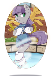 Size: 2000x3000 | Tagged: safe, artist:tikrs007, character:maud pie, species:pony, episode:the gift of the maud pie, g4, my little pony: friendship is magic, bipedal, clothing, dress, female, ice, ice skates, ice skating, maudjestic, solo, statue of prometheus