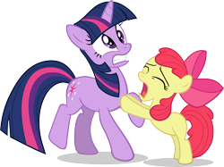 Size: 5000x3735 | Tagged: safe, artist:scrimpeh, character:apple bloom, character:twilight sparkle, species:pony, .svg available, duo, duo female, female, filly, mare, simple background, transparent background, vector