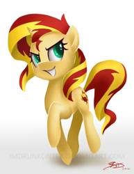 Size: 580x750 | Tagged: safe, artist:imdrunkontea, character:sunset shimmer, species:pony, species:unicorn, my little pony:equestria girls, bronycan, charity, female, raised hoof, signature, solo, watermark
