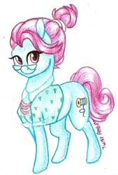 Size: 632x935 | Tagged: safe, artist:twixyamber, character:blue bobbin, episode:the saddle row review, g4, my little pony: friendship is magic, solo