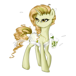 Size: 1000x1000 | Tagged: safe, artist:yuntaoxd, oc, oc only, species:pony, species:unicorn, clothing, cocktail, dress, drink, glass, simple background, solo, transparent background