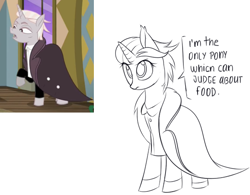 Size: 586x458 | Tagged: safe, artist:aureai-sketches, edit, edited screencap, screencap, character:zesty gourmand, episode:spice up your life, g4, my little pony: friendship is magic, female, overcoat, redesign, sketch, solo
