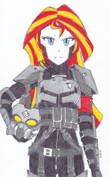 Size: 1769x2827 | Tagged: safe, artist:dragonemperror2810, character:sunset shimmer, my little pony:equestria girls, female, helghast, humanized, killzone, solo