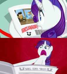 Size: 874x960 | Tagged: safe, artist:karalovely, edit, edited screencap, screencap, character:rainbow dash, character:rarity, episode:ponyville confidential, g4, my little pony: friendship is magic, comic, crossover, exploitable meme, i'll destroy her, meme, newspaper, newspaper meme, screencap comic, wild krats